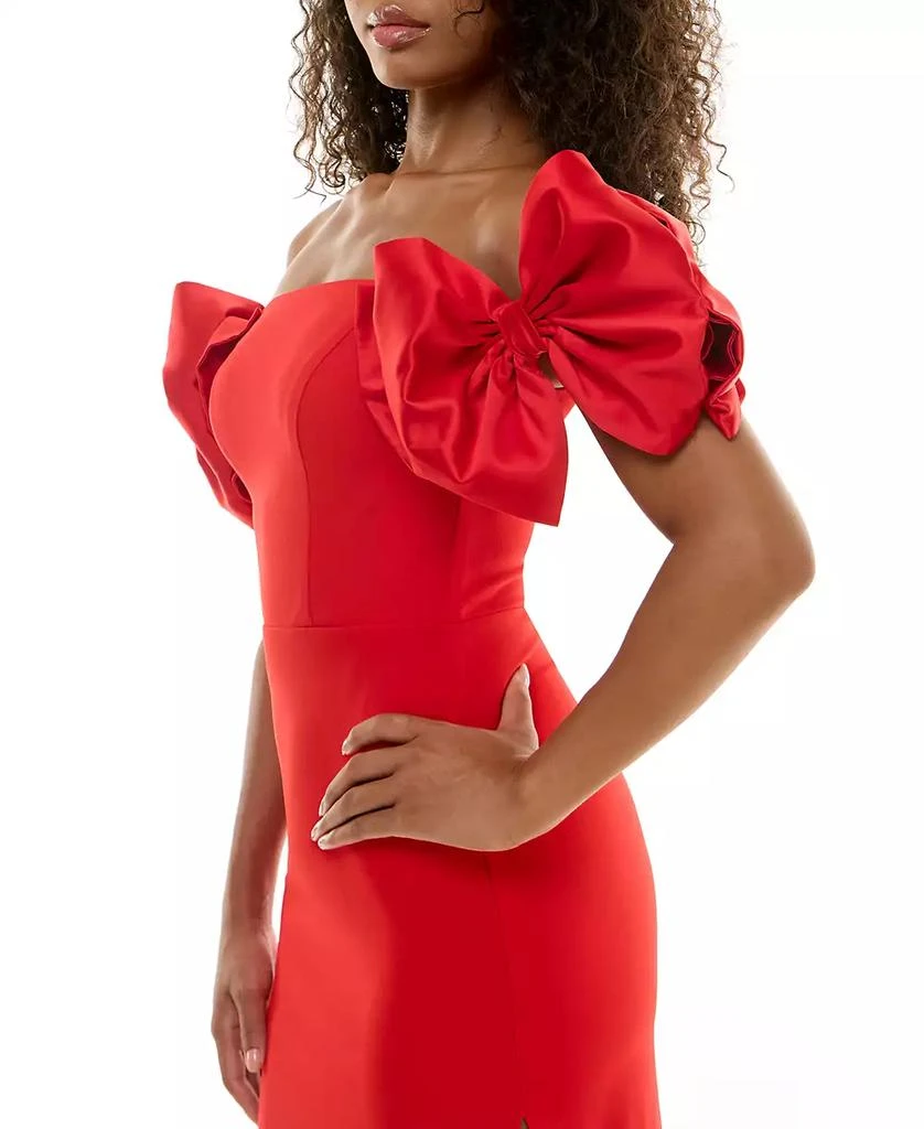 off the shoulder feather trim dress Feathered Hem Beaded Bodice Off Shoulder Mid-Thigh Slit Dress