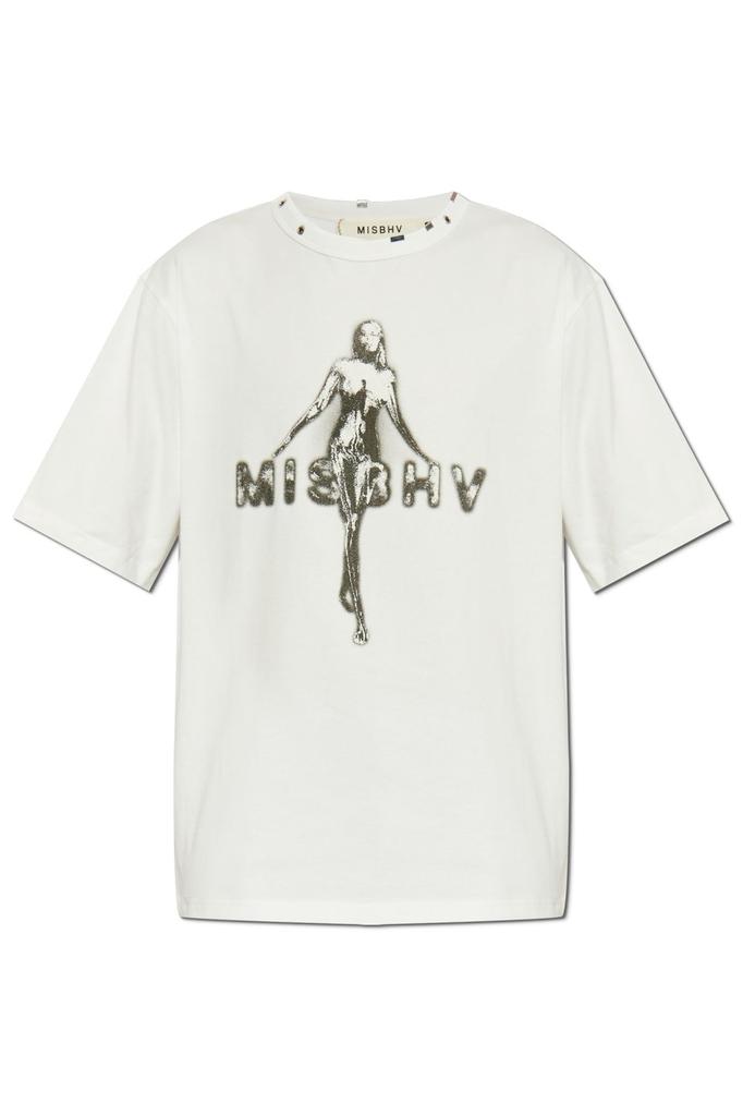 Misbhv White & Khaki Varsity 70's Longsleeve T-shirt - T
