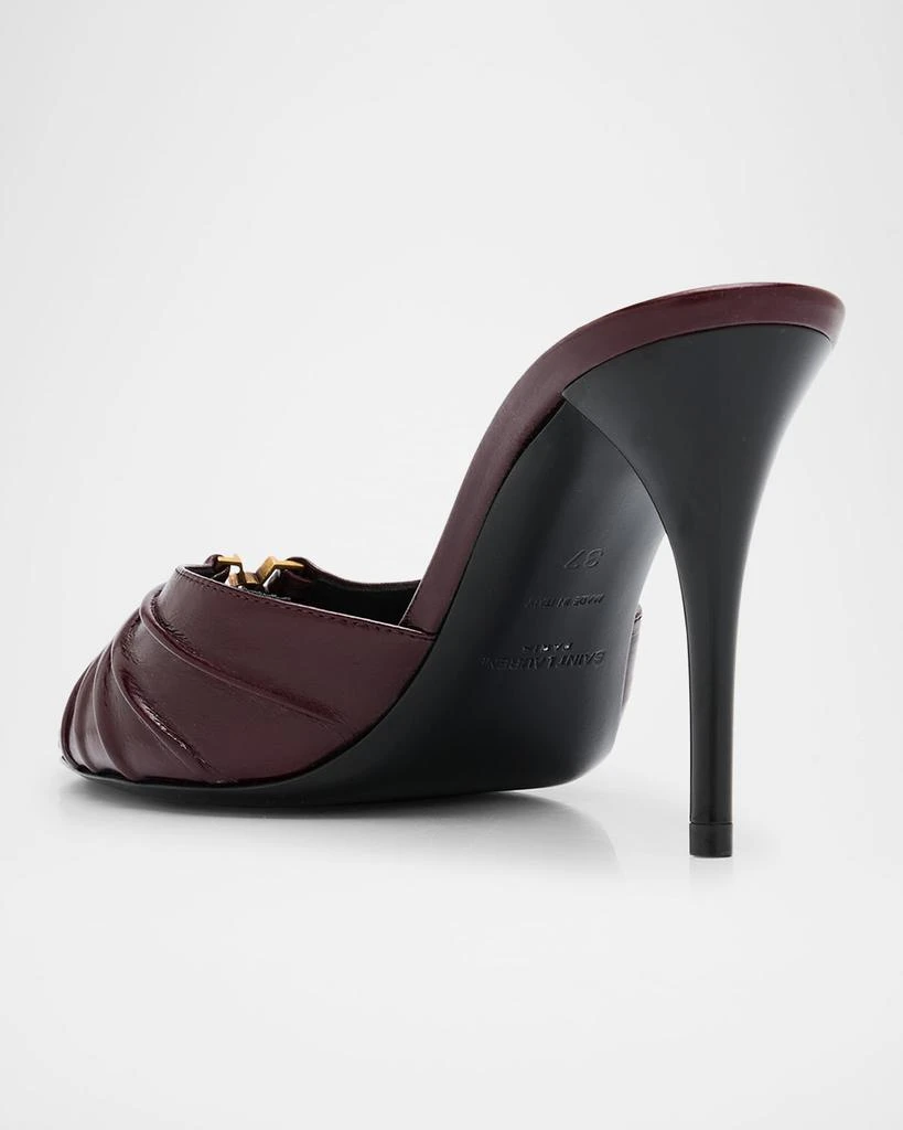 Yves Saint Laurent Babylone YSL Ruched Leather Mule Sandals 2