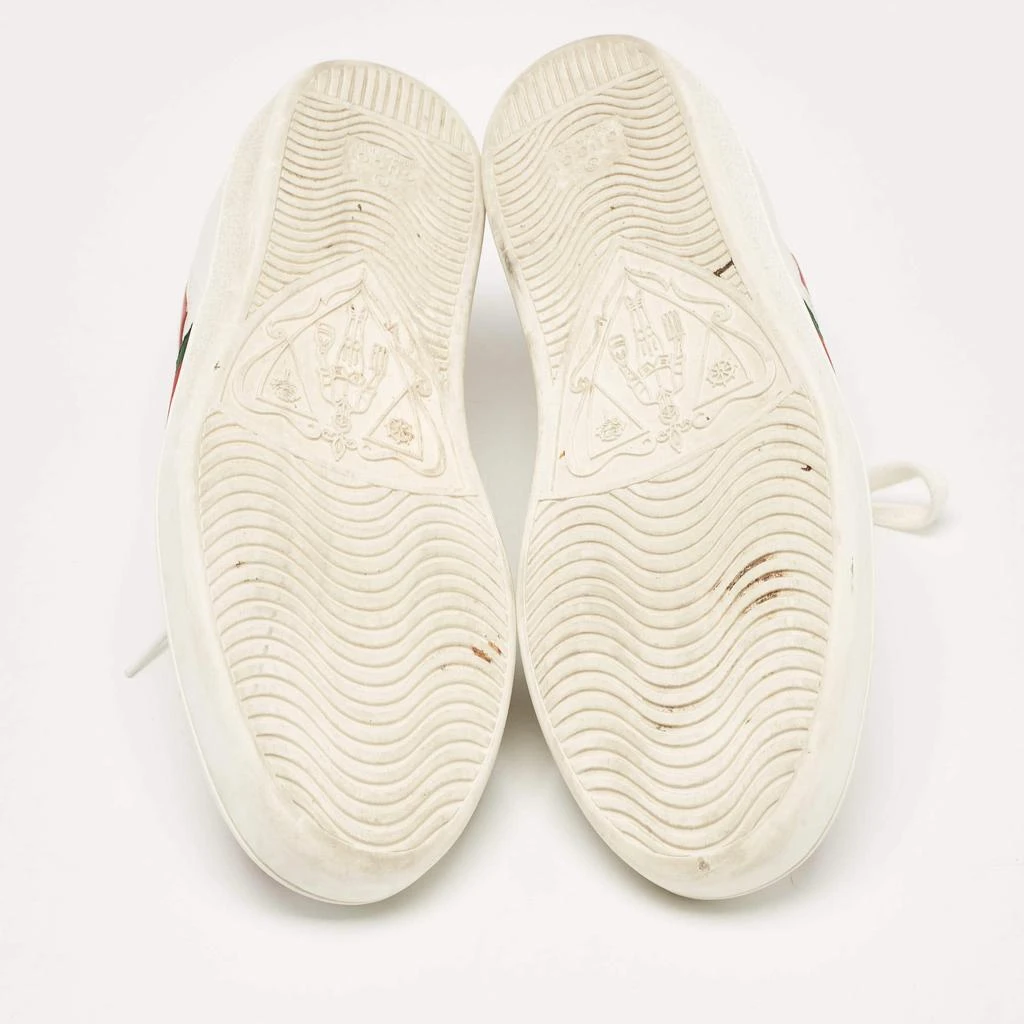 Gucci Gucci White Leather and Snakeskin Embossed Ace Web Lace Up Sneakers Size 38.5 7