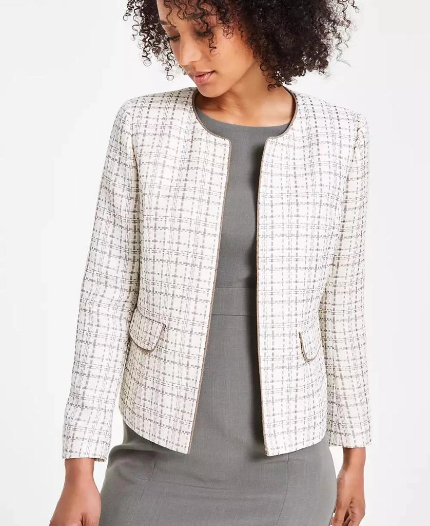 Kasper Petite Tweed Collarless Open-Front Blazer 1