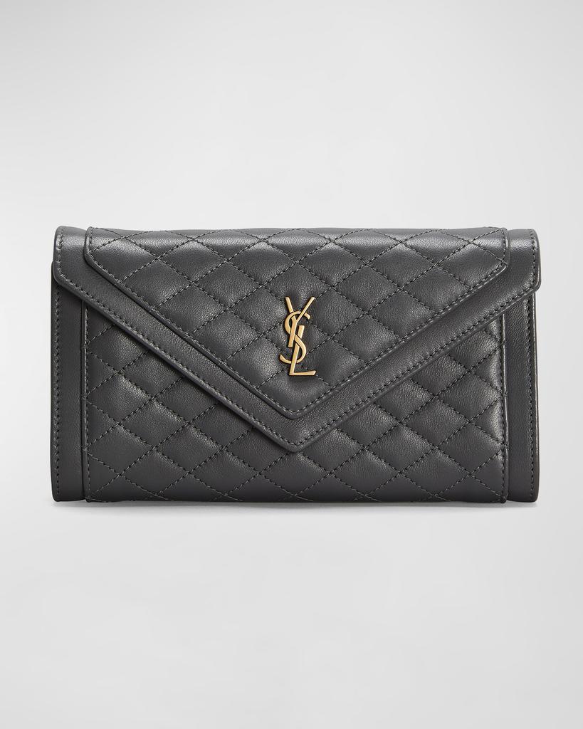 saint laurent large monogram quilted leather wallet on a chain