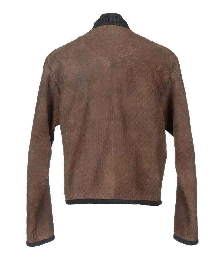 Dolce & Gabbana Dolce & Gabbana  Brown Gray Leather Jacket Coat 2