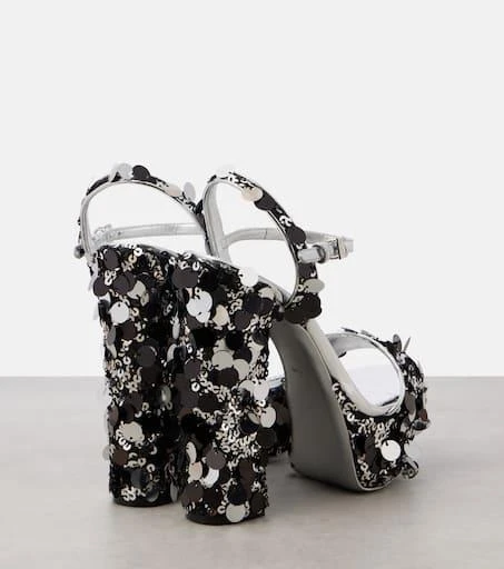 Dolce 
Gabbana Sequined faux leather platform sandals 2