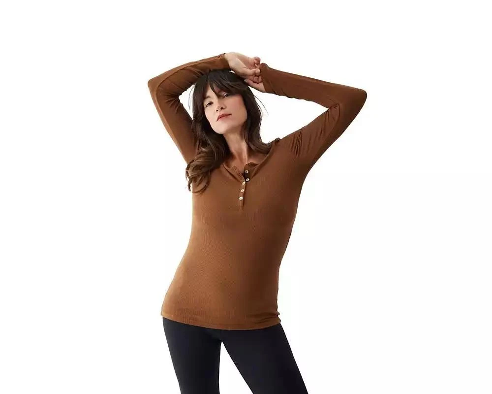 Ingrid 
Isabel Women
s Maternity Long Sleeve Rib Henley