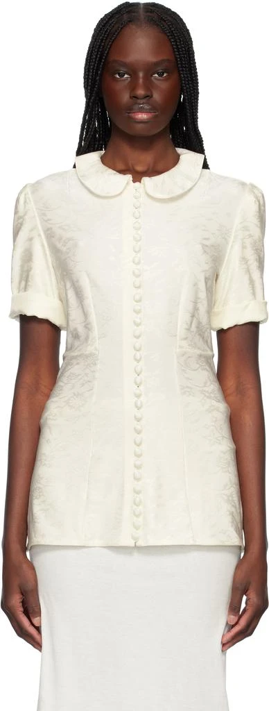 Jil Sander Off-White Fluid Viscose Flower Jacquard Shirt 1