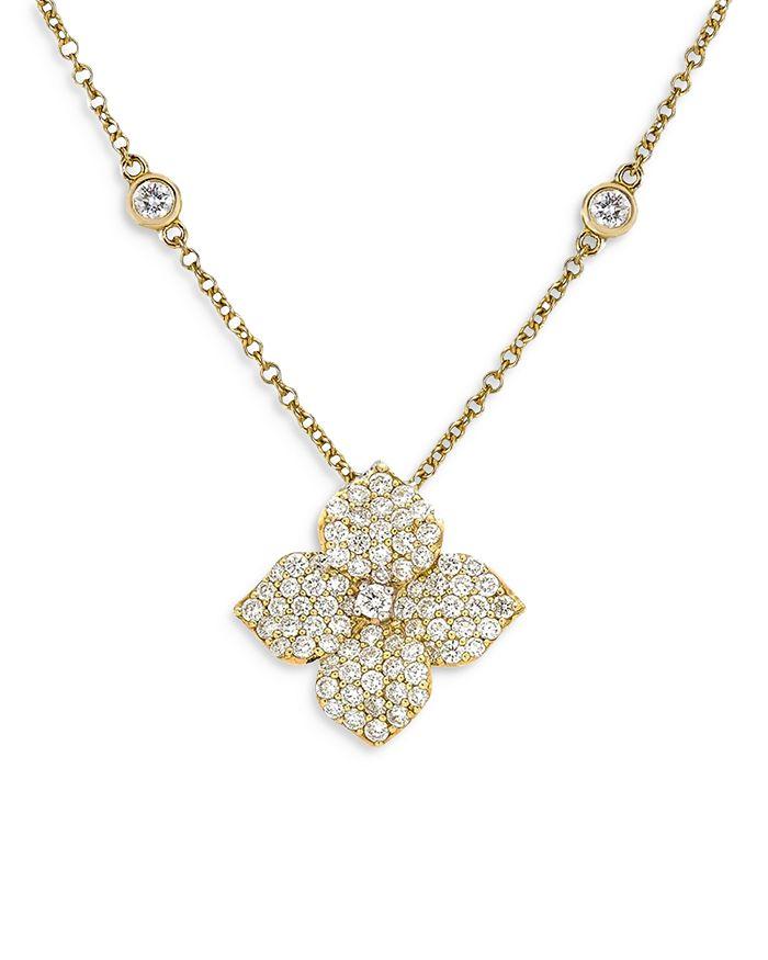 Piranesi 18K Yellow Gold Fiore Diamond Small Flower Pendant Necklace, 16-18"