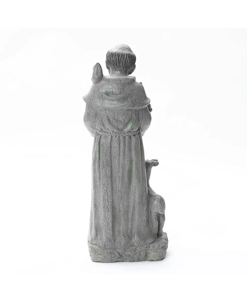 LuxenHome Saint Francis Garden Statue with Birdfeeder Bowl, Outdoor Sculpture with Animal Companions 9