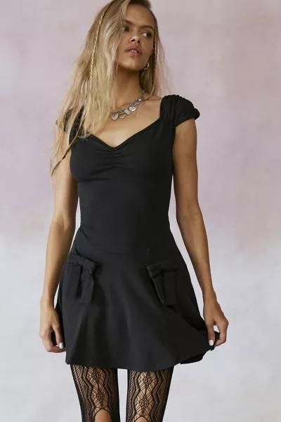 Kimchi Blue Kimchi Blue Ada Drop Waist Bow Pocket Mini Dress