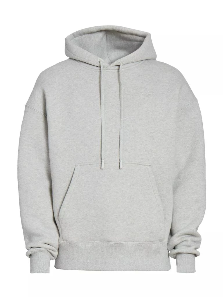 AMI Logo-Embossed Cotton-Blend Hoodie 1