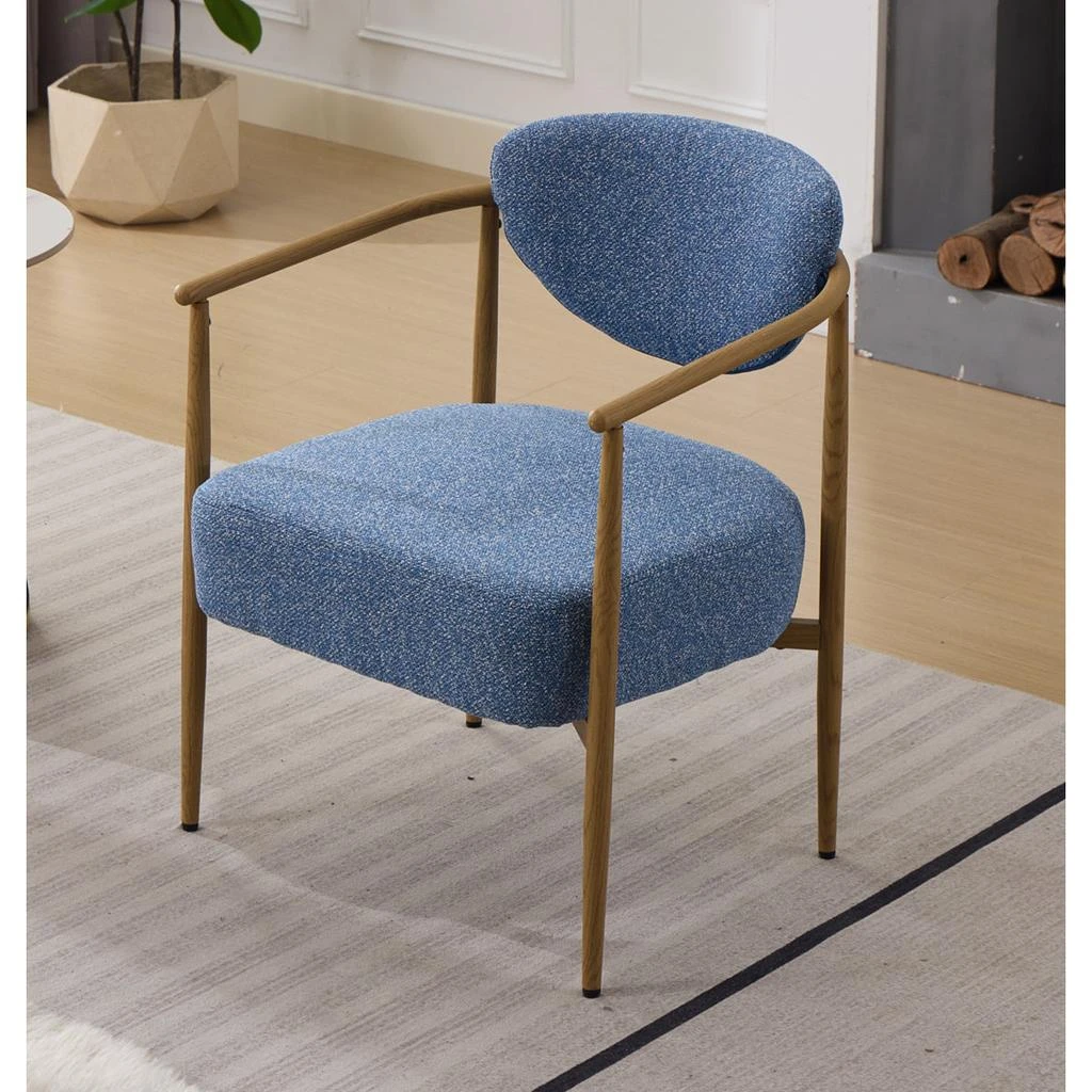 Streamdale Furniture Streamdale Blue fabric dining/living/bedroom chair (2 sets) with foam, metal frame. 4