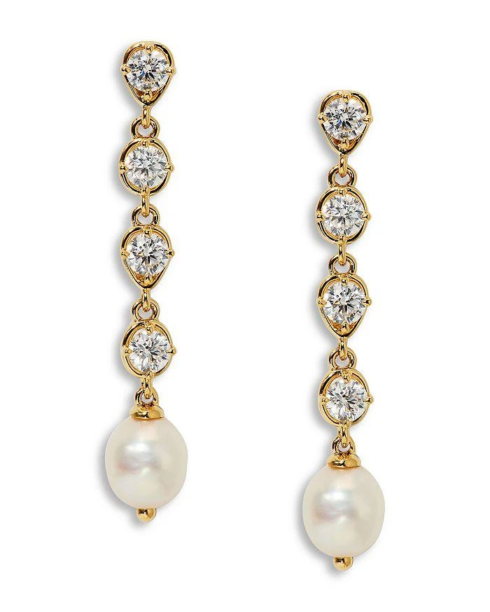 Nadri Maiden Cubic Zirconia 
Imitation Pearl Linear Drop Earrings