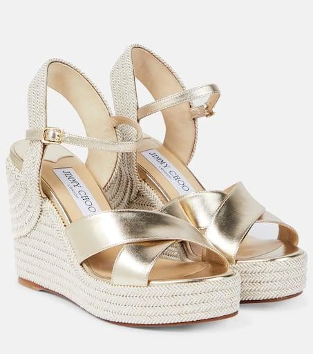 Jimmy Choo Dellena 100 metallic leather wedge sandals 1