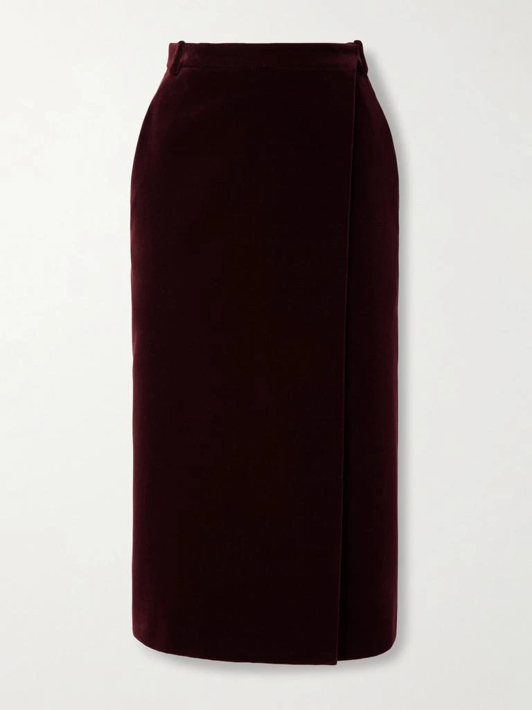 Yves Saint Laurent 纯棉天鹅绒中长半身裙 1