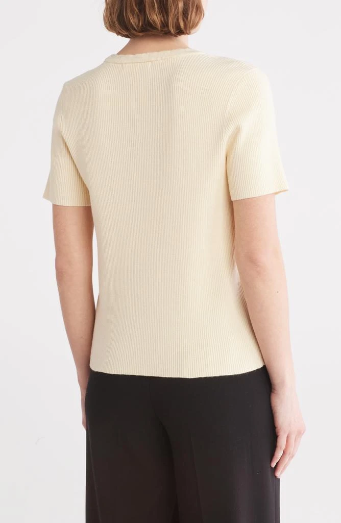 DR2 by Daniel Rainn Scalloped V-Neck Short Sleeve Ribbed Sweater 2