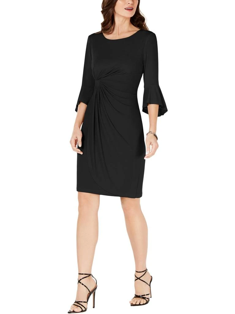 Connected Apparel Petites Womens Ruched Bell Sleeves Cocktail Dress 5