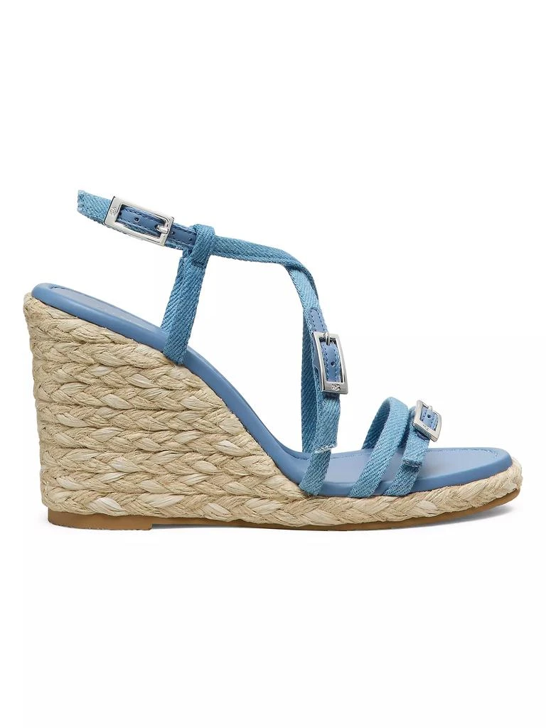 Stuart Weitzman Georgie 90MM Denim Espadrille Wedge Sandals 1