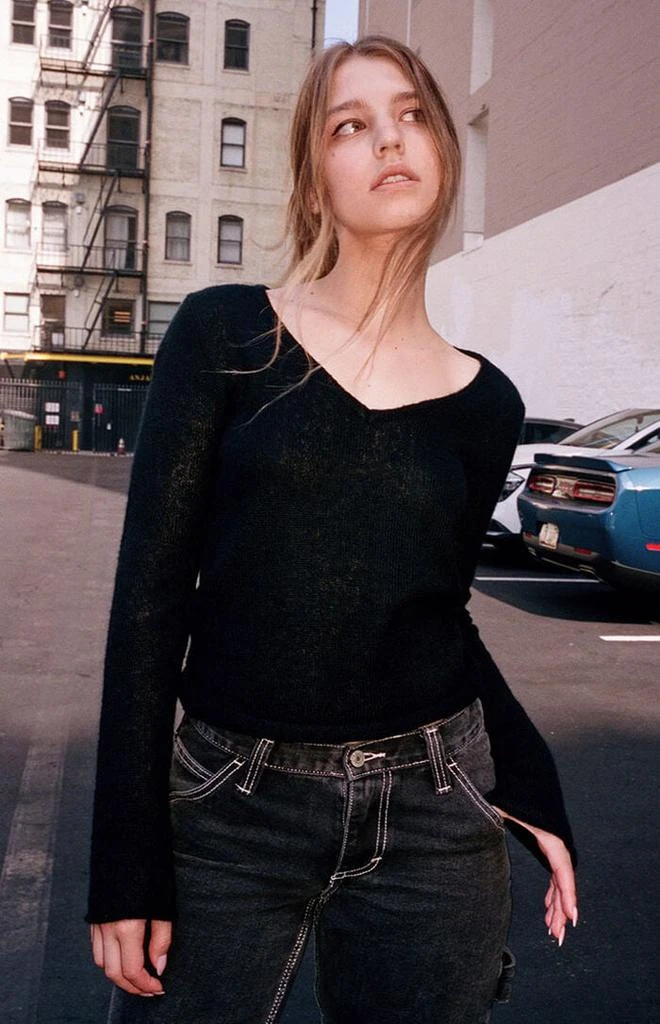 John Galt Black V-Neck Sweater 1