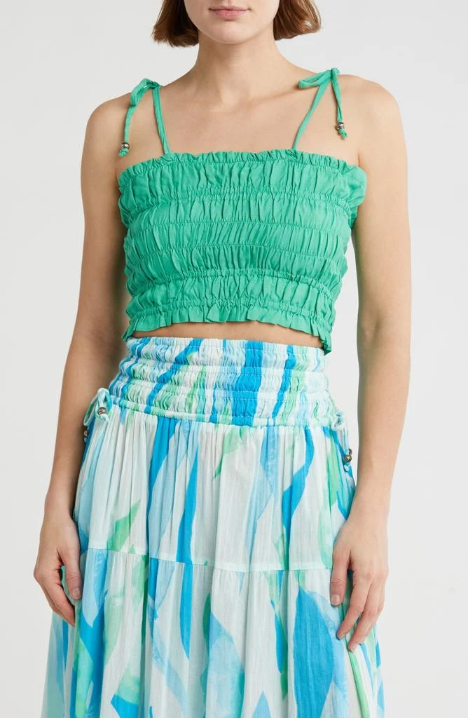 Elan Tie Strap Smocked Crop Top 1