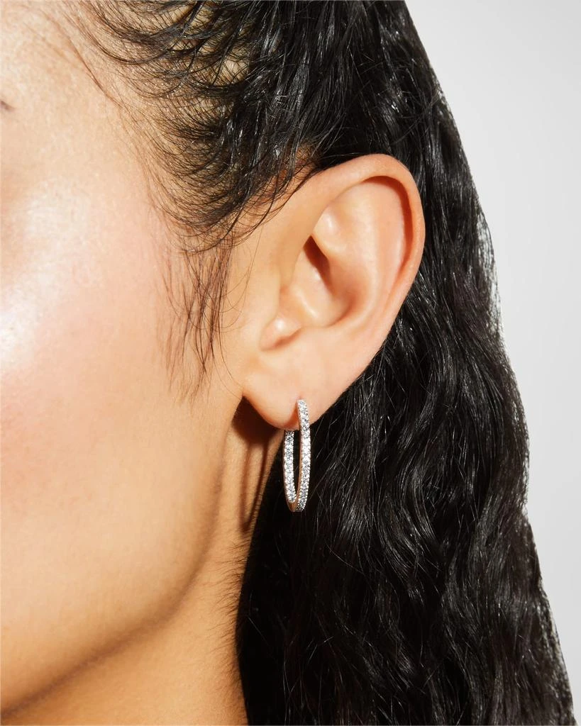 Memoire 18k White Gold Oval Hoop Earrings, 0.75tcw 2