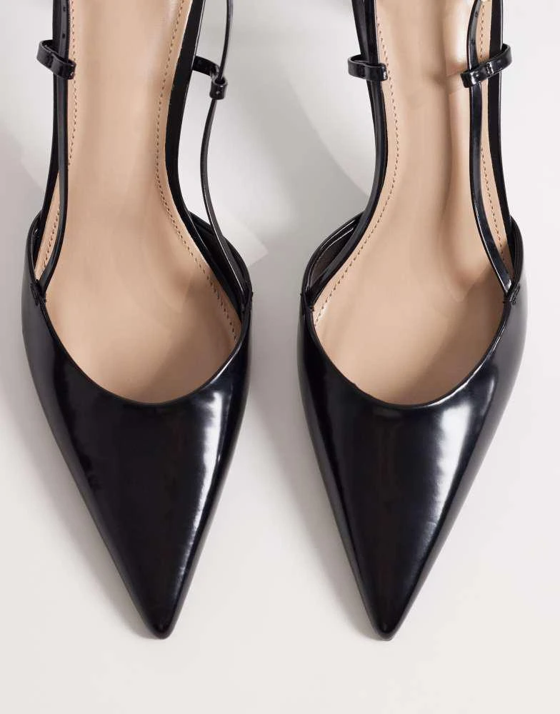 Mango Mango strap detail sling back heels in black 2