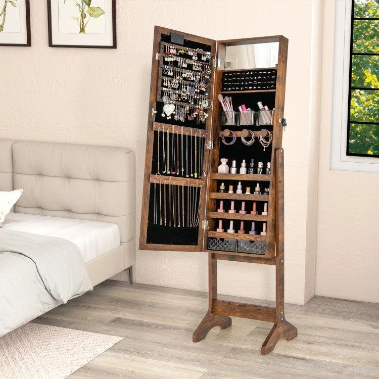 Hivvago Mirror Jewelry Cabinet with 20 Warm Lights and 4 Tilt Angles 2