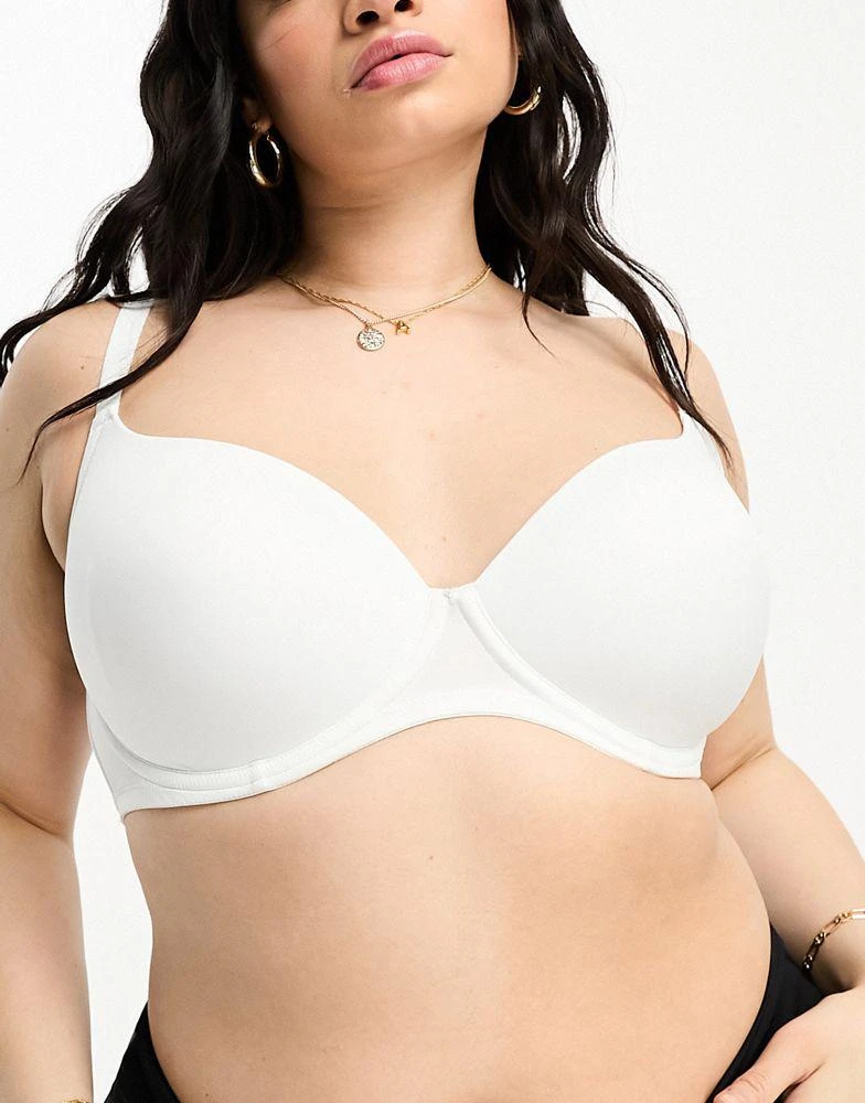 ASOS ASOS DESIGN Curve microfibre moulded t-shirt bra in white 2