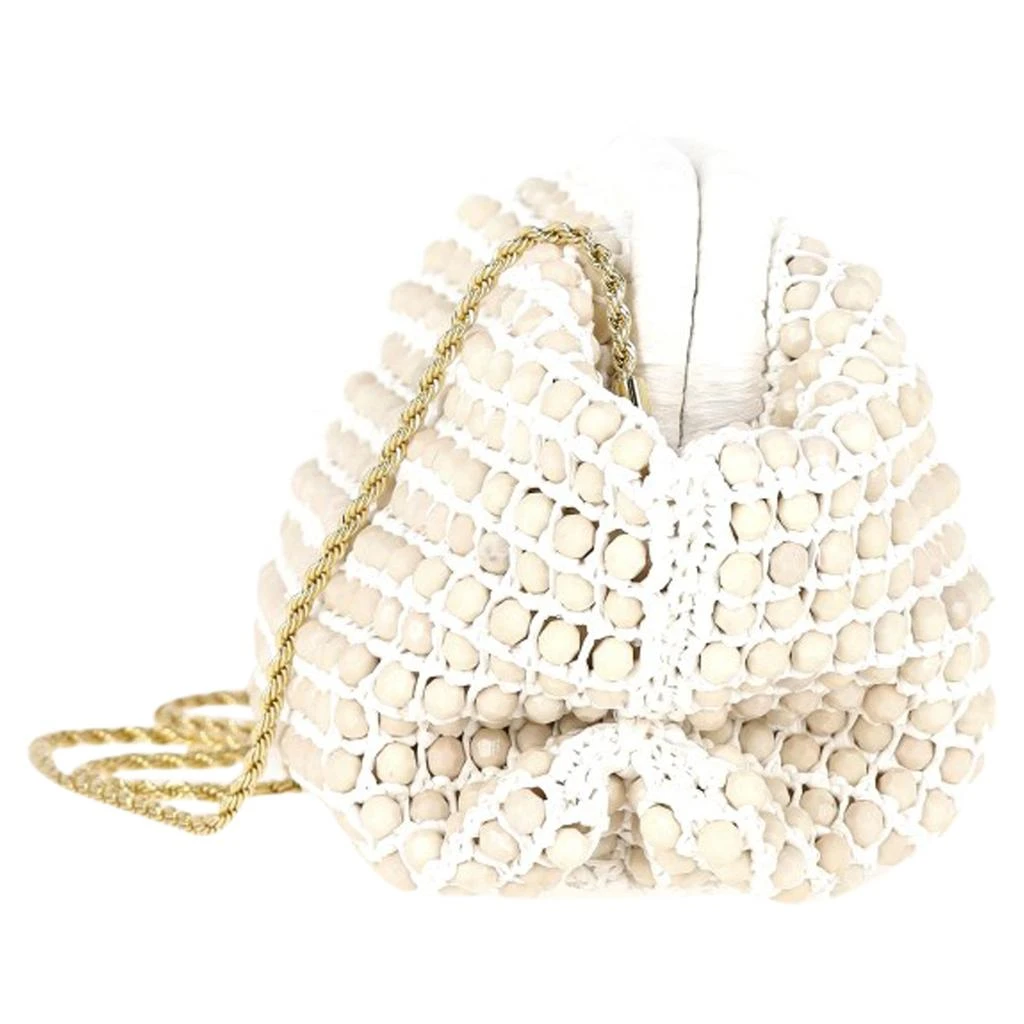 Loeffler Randall Doreen Beaded Frame Clutch in White Raffia 2