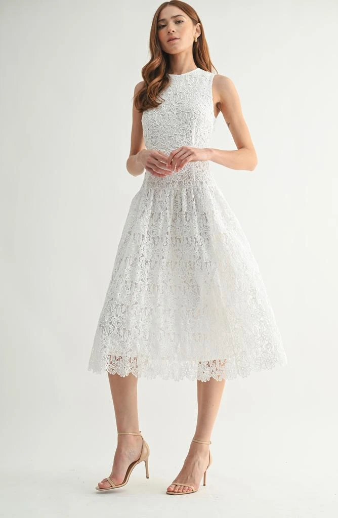 Mila Mae Floral Embroidered Sleeveless Midi Dress in White at Nordstrom, Size Small Mila Mae Floral Embroidered Sleeveless Midi Dress in White at Nordstrom, Size Small
