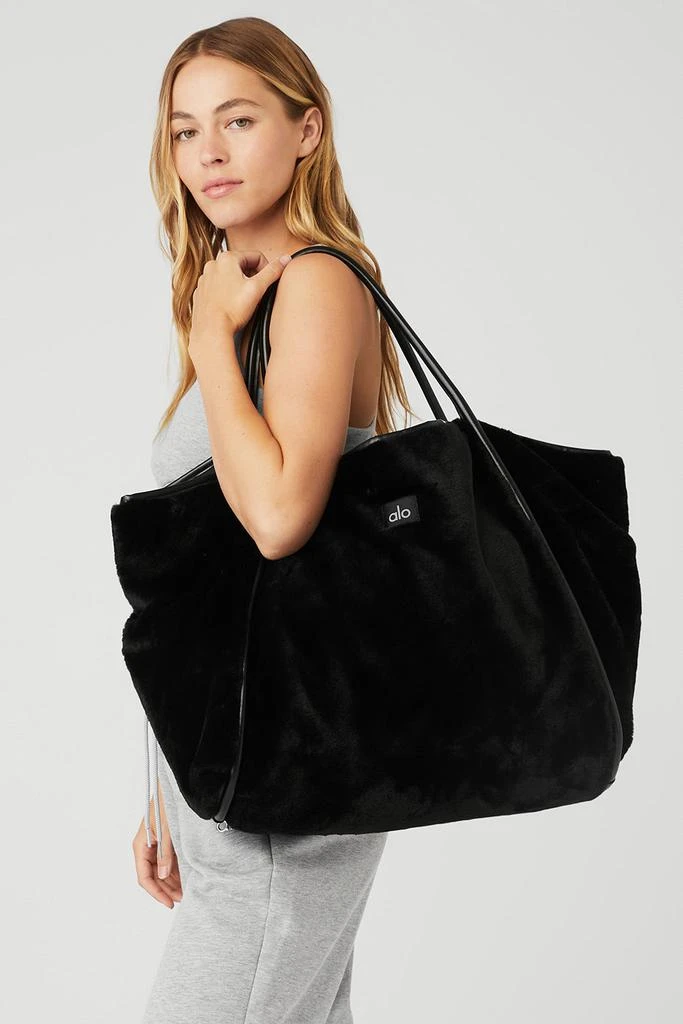 Alo Faux Fur Tote Bag - Black 2
