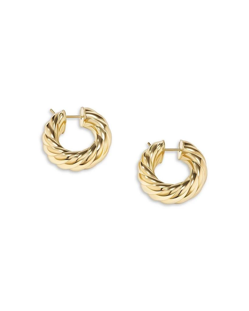 David Yurman 18K Yellow Gold Sculpted Cable Huggie Hoop Earrings 2