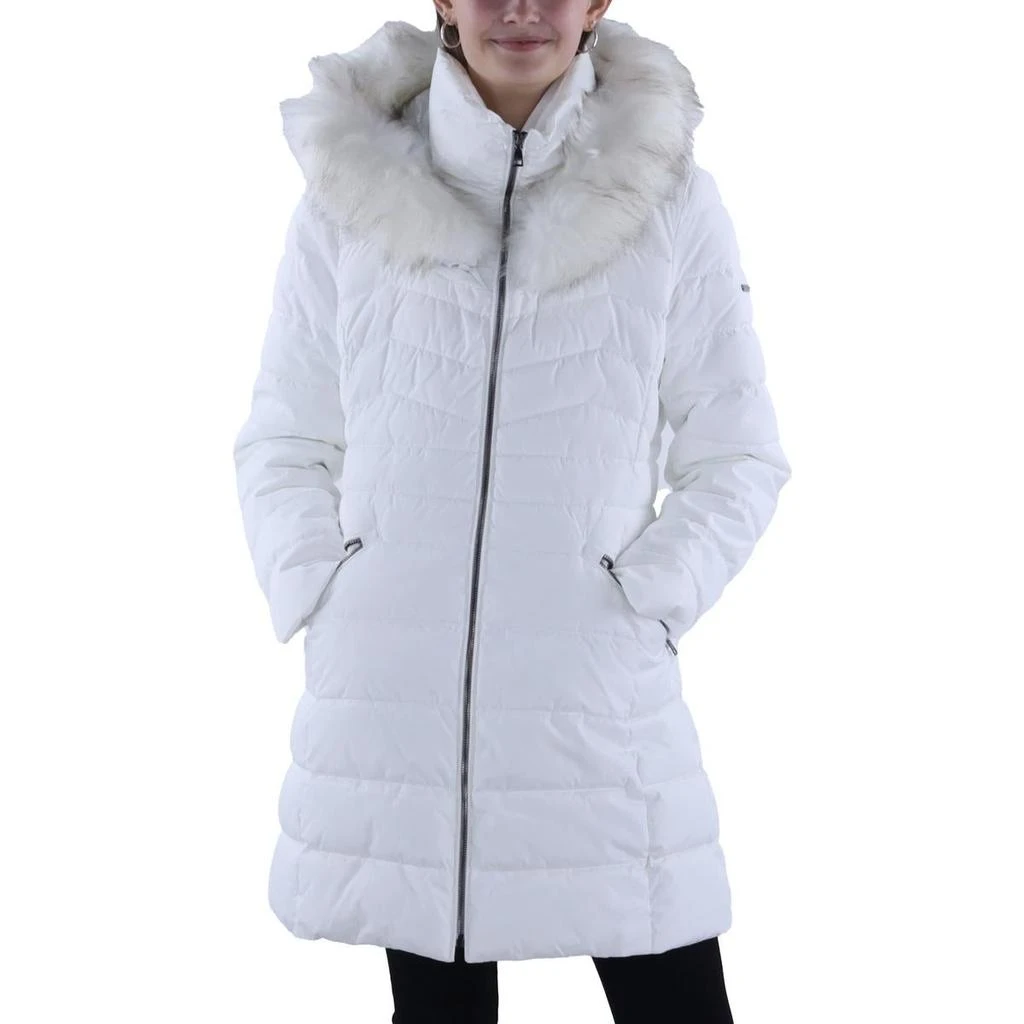 Laundry by Shelli Segal Womens Faux Fur Trim Hooded Puffer Jacket 3
