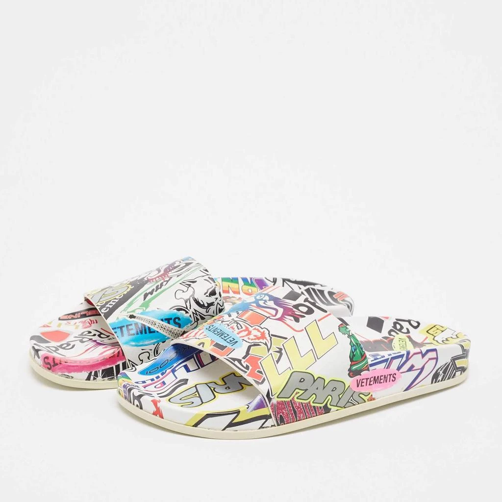 Vetements Vetements Multicolor Sticker Print Leather Pool Slides Size 36 2