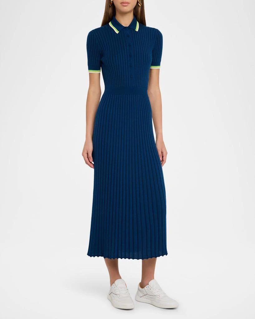 Gabriela Hearst Eyot Short-Sleeve Rib Midi Polo Dress 4