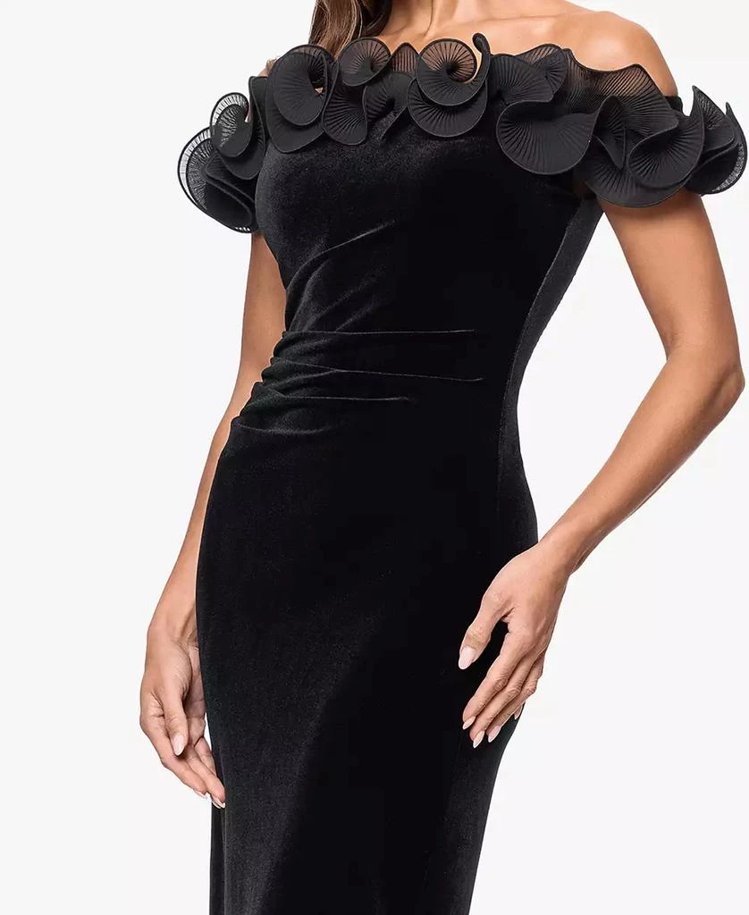 Women's Velvet Off The Shoulder Ruffle Dress – On Sale Now with Up