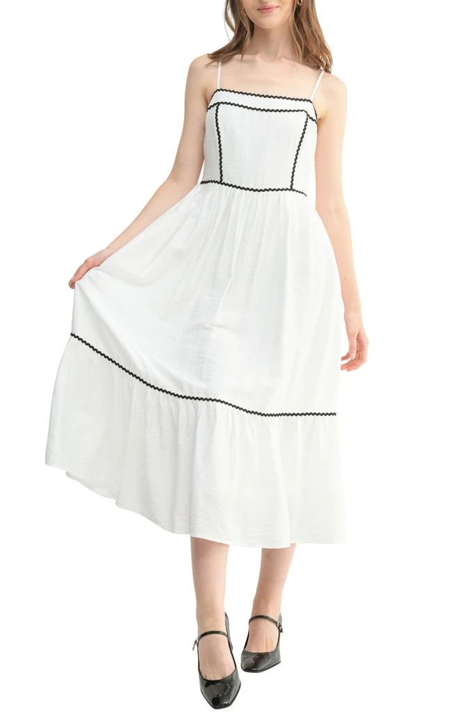 Lush Contrast Ric Rac Midi Dress 1