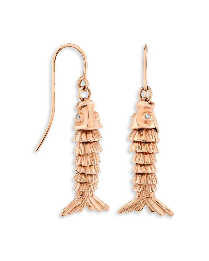 Sydney Evan 14K Rose Gold Diamond Accent Fish Drop Earrings 1