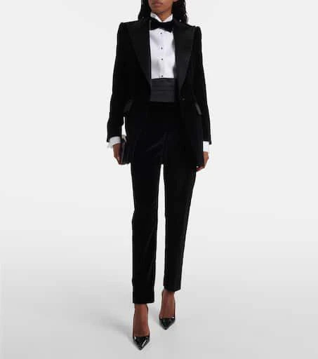 Dolce 
Gabbana High-rise cotton-blend velvet tuxedo pants 2