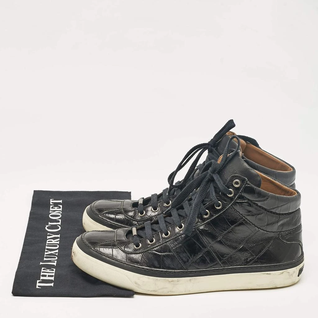 Jimmy Choo Jimmy Choo Black Croc Embossed Leather Belgravia High Top Sneakers Size 44 9