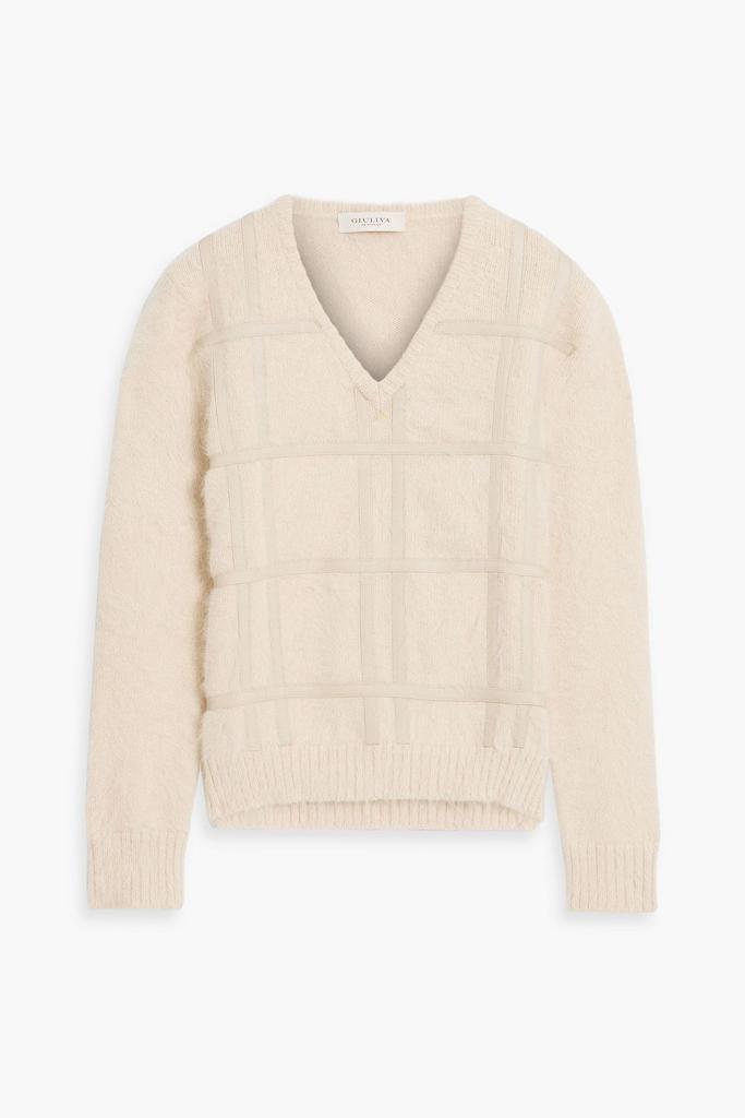 Giuliva Heritage The Petra leather-trimmed angora-blend sweater