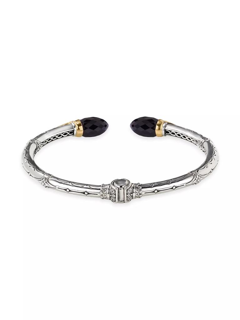 Konstantino Anthos Sterling Silver, 18K Yellow Gold & Black Onyx Cuff