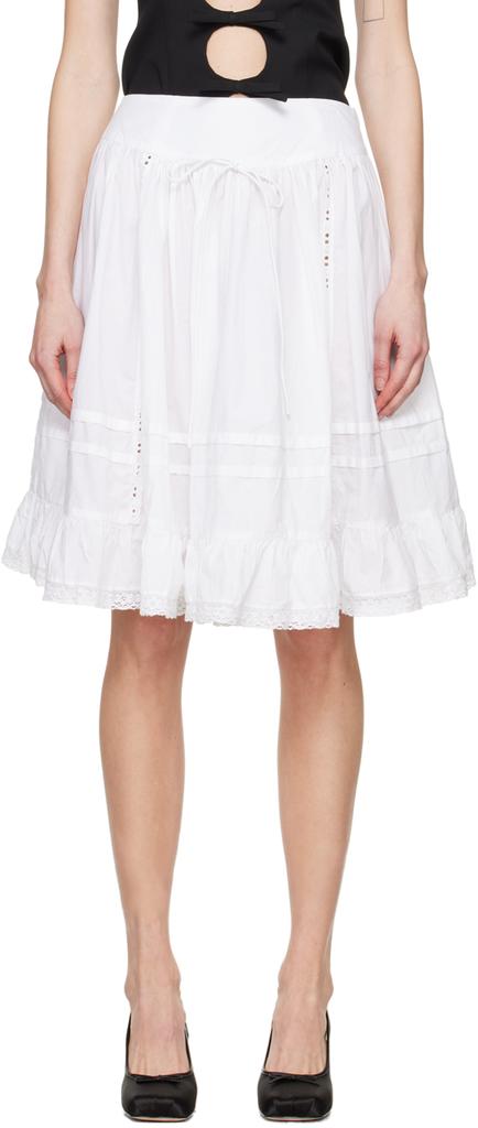 Sandy Liang White Calico Midi Skirt