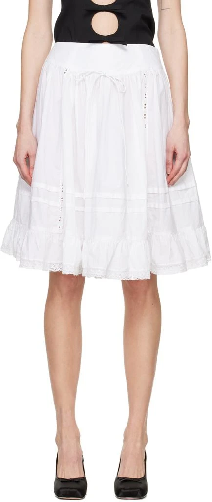 Sandy Liang White Calico Midi Skirt 1