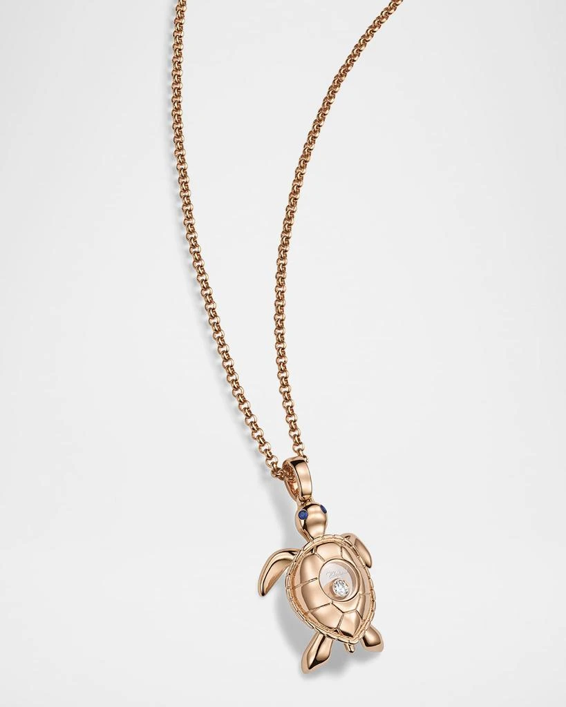 Chopard 18K Rose Gold Happy Diamonds Sapphire Turtle Pendant Necklace 3