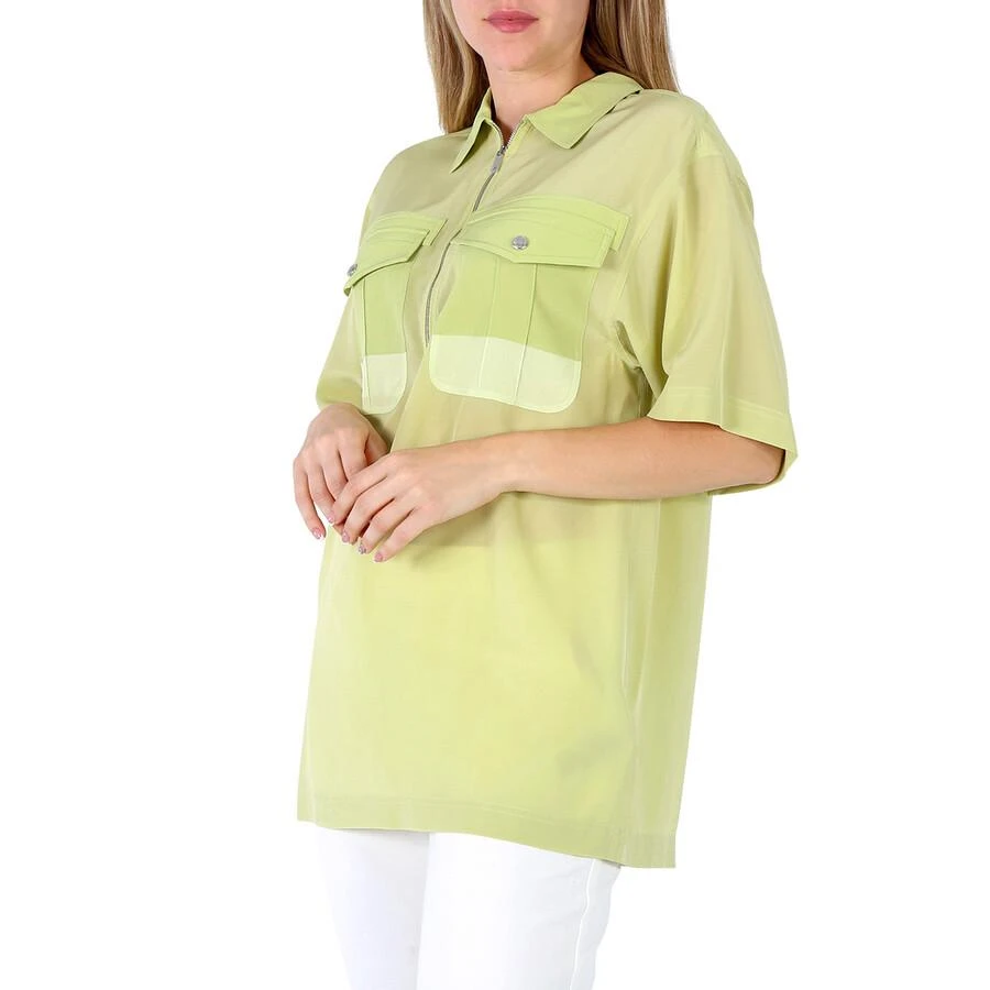 Burberry Ladies Mist Green Ilona Zip-front Silk Bowling Shirt 3