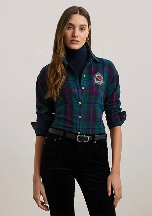 Ralph Lauren Ralph Lauren Petite Size Relaxed Fit Black Watch Plaid Shirt 1