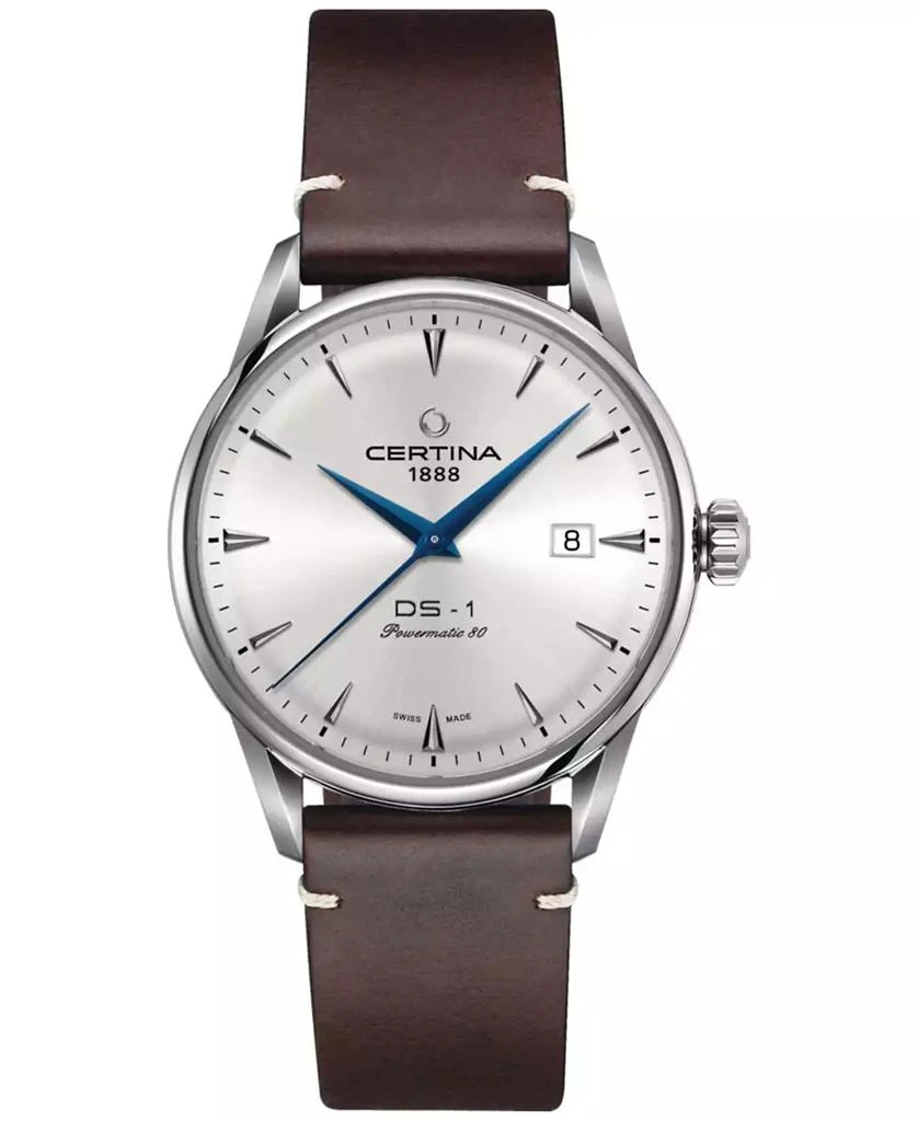 Certina Men's Swiss Automatic DS-1 Stainless Steel Bracelet Mesh Bracelet & Brown Leather Strap Watch 40mm Gift Set 5