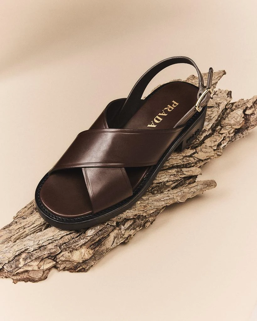 Prada Leather Crisscross Slingback Sandals 2