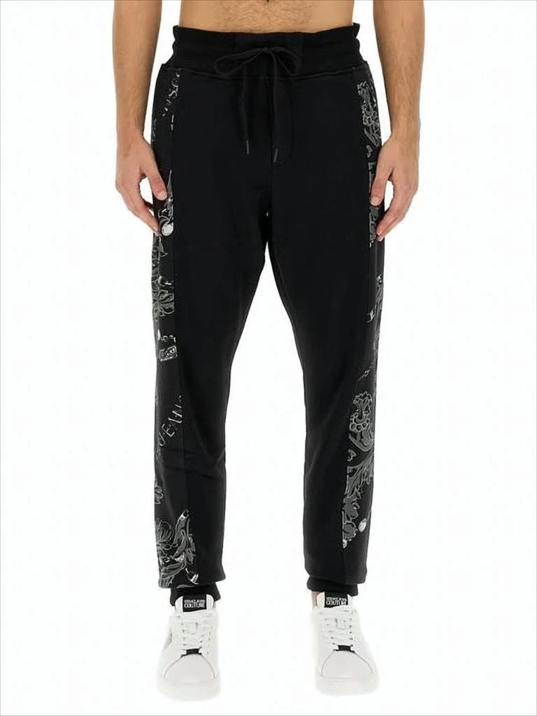 Versace Contemporary Black Jogger Pants with Graphic Detail