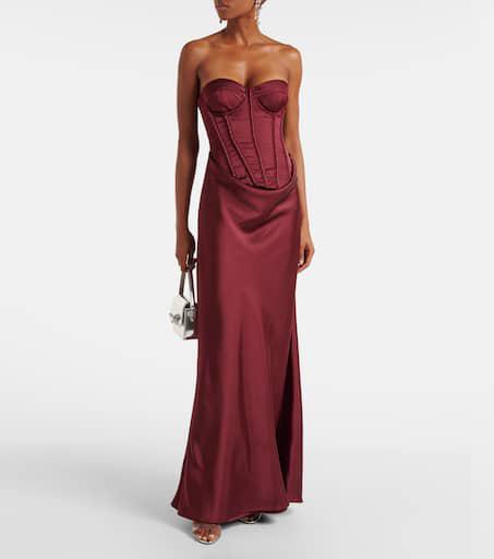 ROTATE Birger Christensen Embellished draped satin corset
